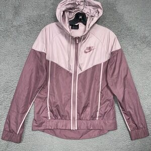 Nike Windrunner Jacket Women's Size S Pink / Mauve Hooded Full Zip Windbreaker